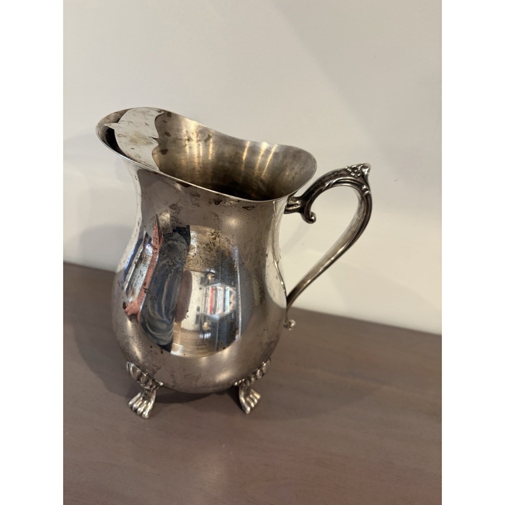 Leonard Silver Plated Pitcher Coffee Tea Pot Footed Antique Ornate fancy elegent
